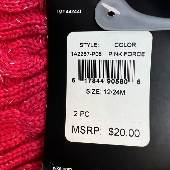 Nike Pink glitter Hat and Gloves Baby Girl 12/24 mo NWT - Picture 3 of 3